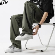 celana cargo gaya korea celana pinggang karet pria celana remaja baggy pants celana lurus highwaist 