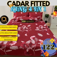 Home And Living Alas Tilam Fitted Cadar Bergetah Set King 4 in 1 Material 100 Per Cent Cotton