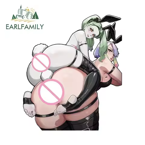 EARLFAMILY 13cm x 11.1cm Rebecca Lucy Car Stickers NSFW Ass Hentai Bunny Furry Tail Ahegao Waterproo