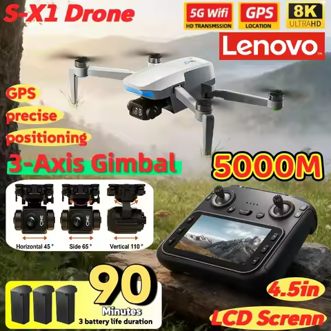 Lenovo S-X1 MAX GPS Drone 4K Camera 3Axis Gimbal EIS 5KM Digital Transmission Brushless Motor Quadco