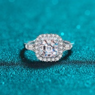 X-217 925 Sterling Silver Women's Ring, 2 Carat Moissanite (Including Certificate)/7mm * 7mm Square 