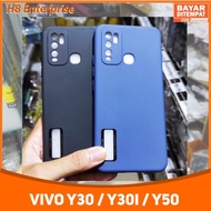 Case Vivo Y30 Y30i Y50 Liquid Luxsury Leather Logo Hole 3D Kamera