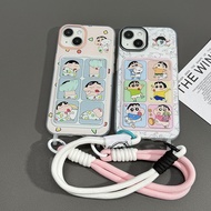 Cute Card Holder Anti-Fungus Shin Chan Casing Samsung 24 Fe A56 S25 Ultra A15 A55 5G A36 A26 A35 A06