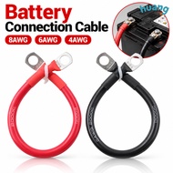 LONNG 1Pcs Battery Connection Cable, 4AWG 6AWG 8AWG Soft Silicone Battery Connection Wire,  600V Red
