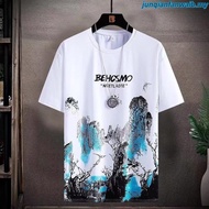 ZEKE T shirt lelaki Chinese Style Digital Printing Short Sleeve Oversized T shirt Men Street Wear Un