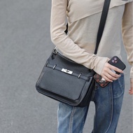 Hermes 89黑T/C皮銀釦Jypsiere28斜背包（男女通用）