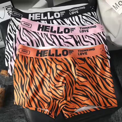 [Bloom the love] Brand HELLO Zebra Cotton Boxer Men Underwear Hot Boxershort Mens Boxers Man Cuecas 