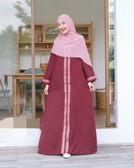 Gamis Wolfie Premium Motif Etnik dengan Renda India - Baju Muslim Wanita Modern