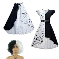 Dalmatians Black White Witch Kuira cosplay Costume Cruella Halloween Costume 8058912.08