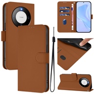 Factory directly sell Skin Feel Solid Color Leather Phone Case with Lanyard For Huawei Pura 90 Pro 5