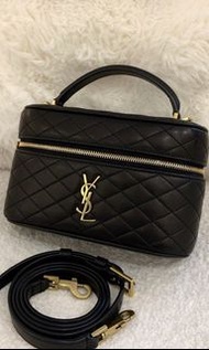 全新SAINT LAURENT YSL GABYVanity 拉鍊開合 羊皮革 單肩斜挎手拿包 mini迷你 女款 黑色766731-1EL07-1000
