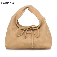 YURI-LARISSA CUTE TRIANGLE NUBUCK RIBBON HANDBAG CROSSBODY WOMEN'S BAG BEG WANITA (2896)