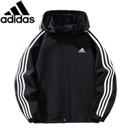 阿迪达斯 （adidas）春秋男女同款情侣冲锋衣外套夹克百搭防风防水运动学生潮剪标尾货 A标黑色[春秋薄款] 2XL 建议130-150斤