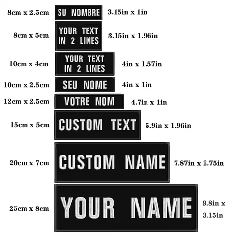 1PC Custom Name Embroidery Patch Stripes Badge Iron On Or Hook Loop 10X2.5CM,8X5CM,10X4CM, 8X2.5CM,1