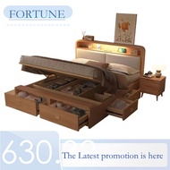 Wood Solid Bed Thickened Sturdy Modern 1.335M Drawer High Box 1.8M Double Nordic Style Master Bedroo