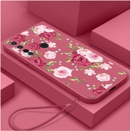 vivo 1713 1714 1716 1718 1719 1723 1726case Beautiful flower pattern TPU silicone straight edge phone case to send lanyard