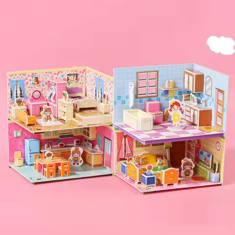 Cute 3D Model 3D Room Model Puzzle Toys Bedroom Living 3D Room Cardboard Bathroom Room Room Model Cr