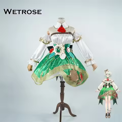 【Wetrose】 In Stock Cecilia Immergreen Cosplay Costume CiCi Green Dress Hololive Justice Vtuber Set W
