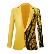 GUKENRO Sequin Suit For Men Tree Pattern American Design Plus Size Pure Color Dress with Sequin Stag
