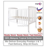 Baby Cot Solid Wood Katil Bayi Kayu Meranti Tropical Wood Babycot Seni Daya Angle Cot SDB 879 实心木婴儿床