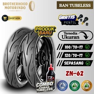 (PAIR PACKAGE) ZENEOS ZN62 TUBELESS TIRES (100/70-17 120/70-17) TUBBLES TIRES MOTORCYCLE TIRES Ring 