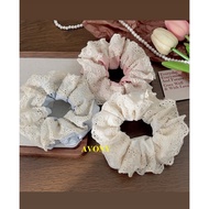 [super HOT TREND] White fabric hair tie LACE GAM BLUE PINK hot trend lady (MY)