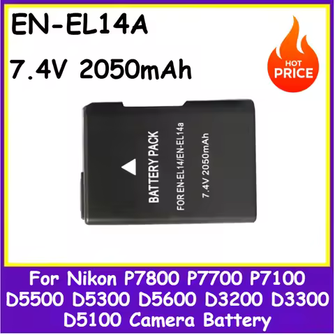 New Replacement Camera Battery EN-EL14A EL14 7.4V 2050mAh For Nikon P7800 P7700 P7100 D5500 D5300 D5