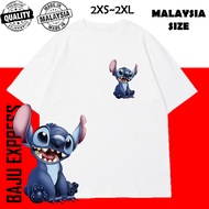 <TSHIRT WOMEN MEN> LILO AND STITCH T SHIRT DISNEY 100% COTTON ANIME T-SHIRT LELAKI PEREMPUAN BAJU LE