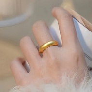 [Ready Stock] Ancient Law Sand Gold Ring Steel Seal 999 Loach Back Ring Men Women Wedding Copper Gol