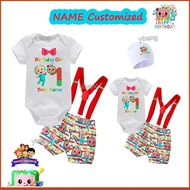 Name Customized Baby Onesie Clothes for Birthday Baby Triangle Romper+Suspender Shorts 2 Pcs Cocomel
