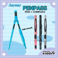 Raymay PENPASS Pencil Lead Type(Side Knock) - Slim Pen-Style Compass for Drafting & School