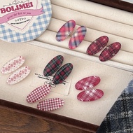 Vintage Preppy Diamond Checkered Jelly Oval Clip Klip Samping Sweet Girls Autumn Winter Hair Accesso