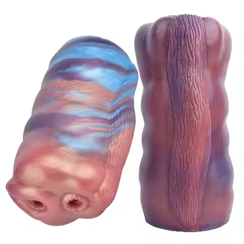 GEEBA Colorful Dual Channel Male Masturbators Realistic Animal Silicone Onahole For Men Prostate Mas