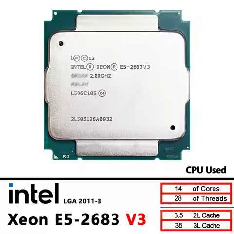 Intel Xeon Used E5 2683 V3 E5-2683V3 2.0 GHz 35M 120W 22nm CPU processor LGA 2011-3
