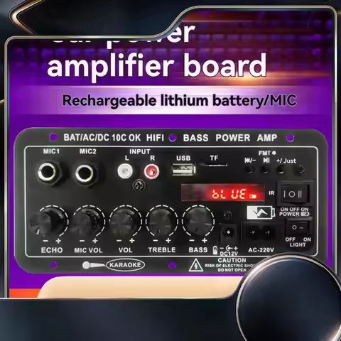 Power Amplification Board D10C BT 5.0 Dual Microphone Subwoofer Battery Rechargeable Digital Amplifi