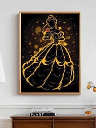 ชุดทำงาน DIY ภาพระบายสี 5D ลาย Disney, งานศิลป์ภาพพระราชินีบีล์ดิสนีย์แบบโมเสก ด้วยเพชรเทียม งานฝีมื