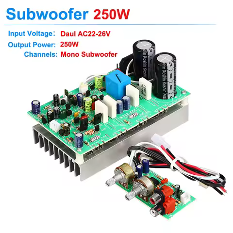 250W Subwoofer Amplifier High Power amplify 4558 Sound Amplifier for Subwoofer board Dual AC22-26V