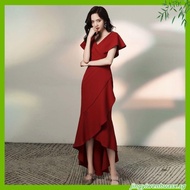 Evening Dress Elegant V-Neck High Waist Fishtail Dress Women Party Dinner Wedding Long Dresses