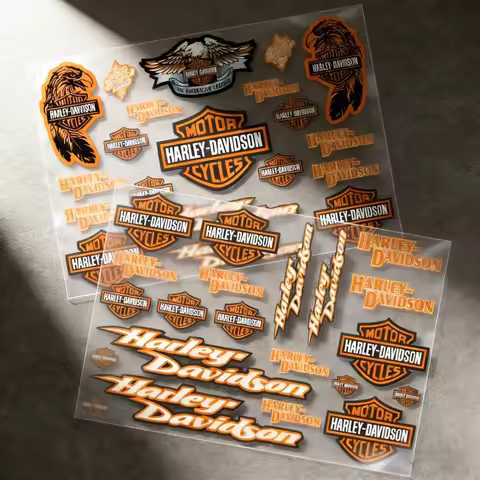 Harley Davidson Emblem Decal Set - Adhesive Reflective Letters for Motorcycle & Helmet DIY Decor