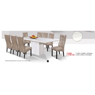 TSM01 CC-901 1+8 Seater Grade A Marble Dining Set With High Quality Turkey Leather Cushion Chair / Dining Table / Dining