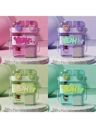 1pc 760ml/25.7oz Sports/Outdoor Water Bottle, Summer New Large Capacity Double Drinking Cup With Str