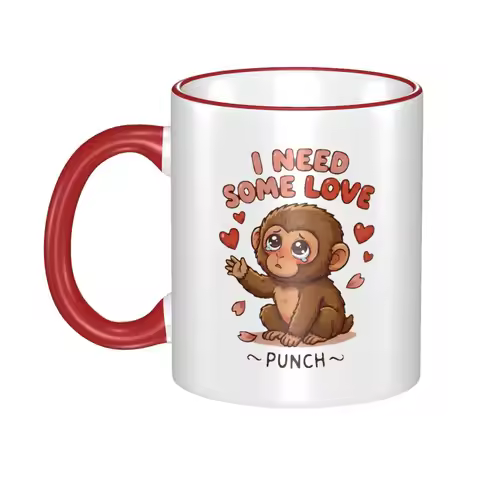 I Need Some Love Punch Monkey Accessories Coffee Mug Kawaii Tea Cups Gifts