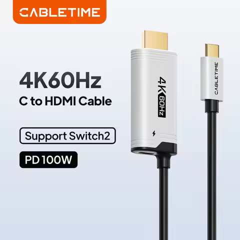 CABLETIME USB C to HDMI Cable PD 100W 4K 60HZ for Nintendo Switch 2 1 OLED Type C to HDMI Cable Adap