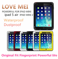 LOVE MEI Powerful Metal Aluminium + Gorilla Temper Glass Casing Case For apple ipad 2 3 4 ipad mini mini2 ipad 5 air Original Fir fringerprint Waterproof protective cover