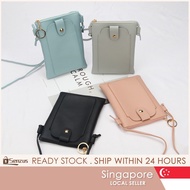 [SG SELLER] Waterproof Coin Purse Women's Leather Crossbody Shoulder Bag Korean Style Solid Color