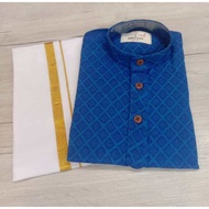 SILK COTTON VESHI (DHOTI) AND COTTON SHIRT FOR KIDS BOYS.
