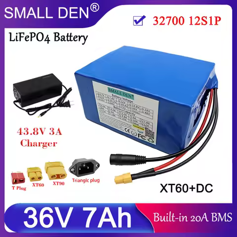 New 36V 7Ah LiFePO4 Battery pack 32700 12S1P Built-in Same port 20A BMS For 38.4V Electric tools sco