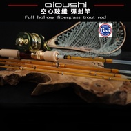 【DUOYU】AIOUSHI Catapult Rod, Light Duty Fishing Rod, Portable Travel Fishing Rod, UL Stream Micro Throwing Fiberglass Rod, FUJI Guide Ring, 5 Feet