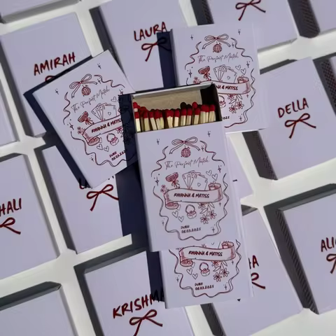 Personalised Wedding Matchboxes Favours | Custom Match Boxes with Safety Matches | Unique Event Déco