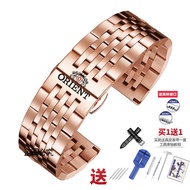 Orient สายนาฬิกาสแตนเลสเนื้อแข็งแบบออริจินอลโอเรียนเต็ลสิงโตคู่สายนาฬิกาหัวเข็มขัดผีเสื้อแฟชั่นสำหรั